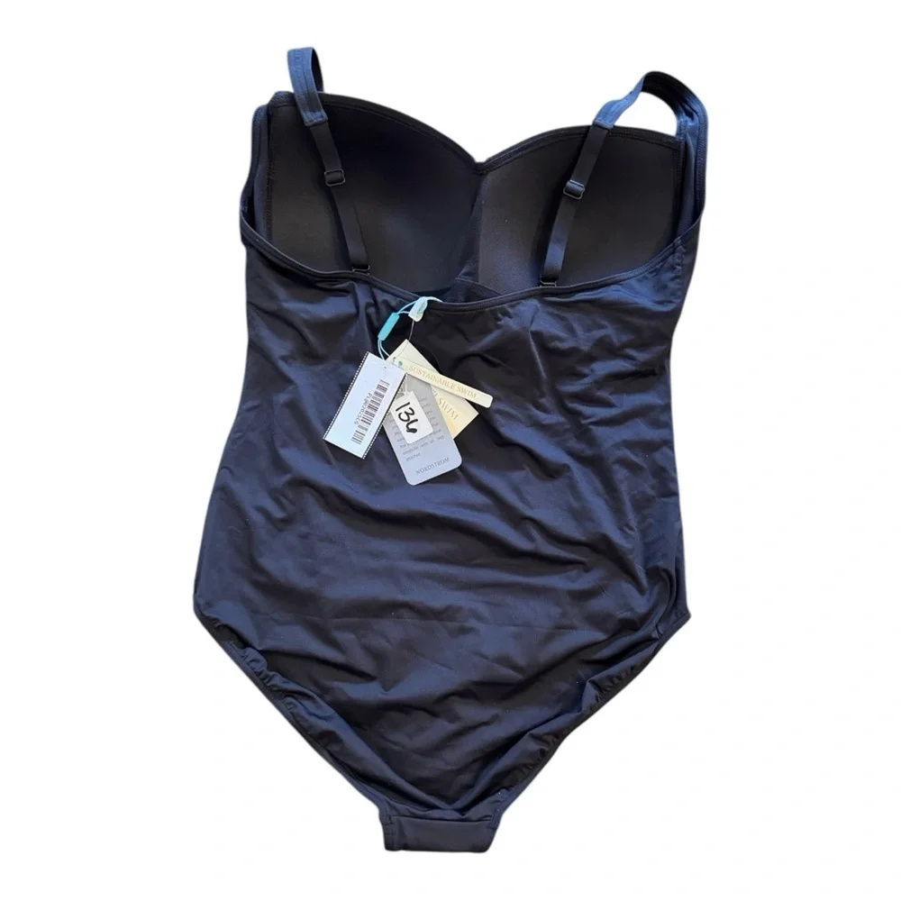 Sea Level Eco Essentials Twist Front One Piece in Black NWT